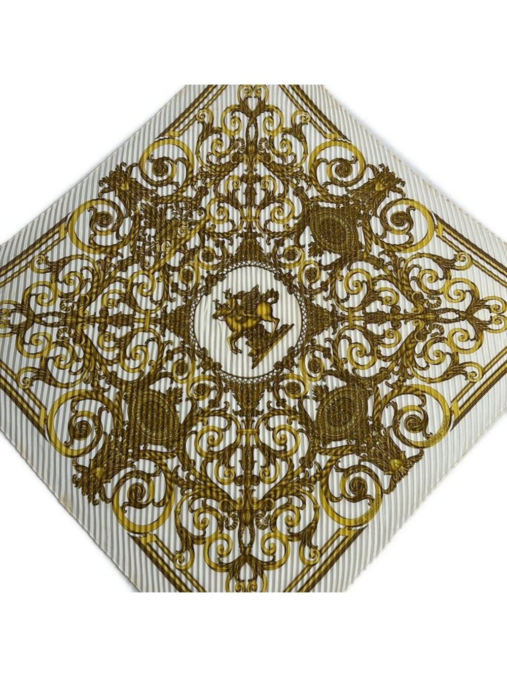 Hermes Scarf Carre Plisse White Dark Yellow Multi les Tuileries